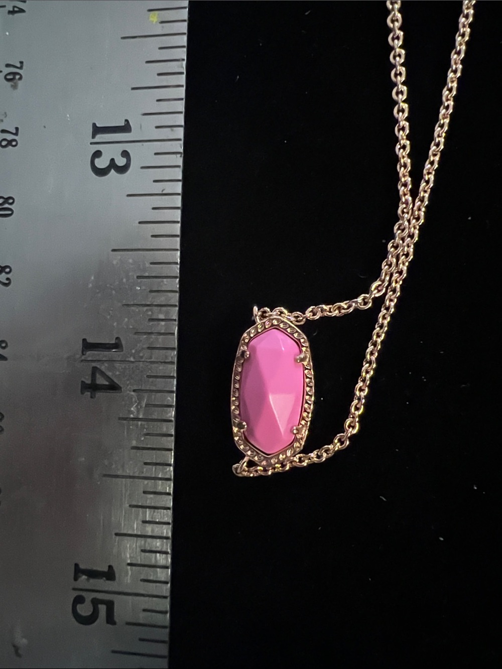 Kendra Scott Rose Gold Chain Necklace with Pink Faceted Pendant
